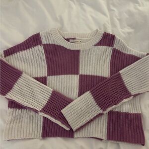 Purple checker cropped sweater!